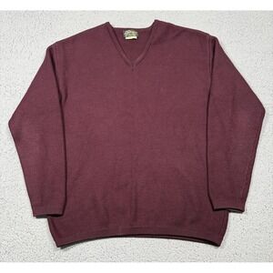 Vintage Skitique Sweater Mens Large Red‎ Wool V Neck Thermal Waffle Knit Japan